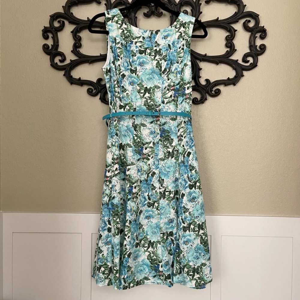 R & M Richards Floral Eyelet Lace Fit and Flare Dress - Picture 3 of 16